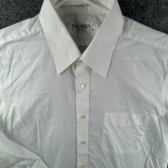 Balmain Paris SSP Button Up Long Sleeve White Shirt Cotton Blend Size 40-78 - Picture 1 of 16
